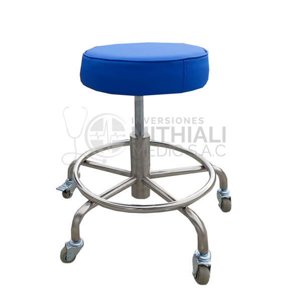 TABURETE BASE DE ACERO INOXIDABLE RODANTE
